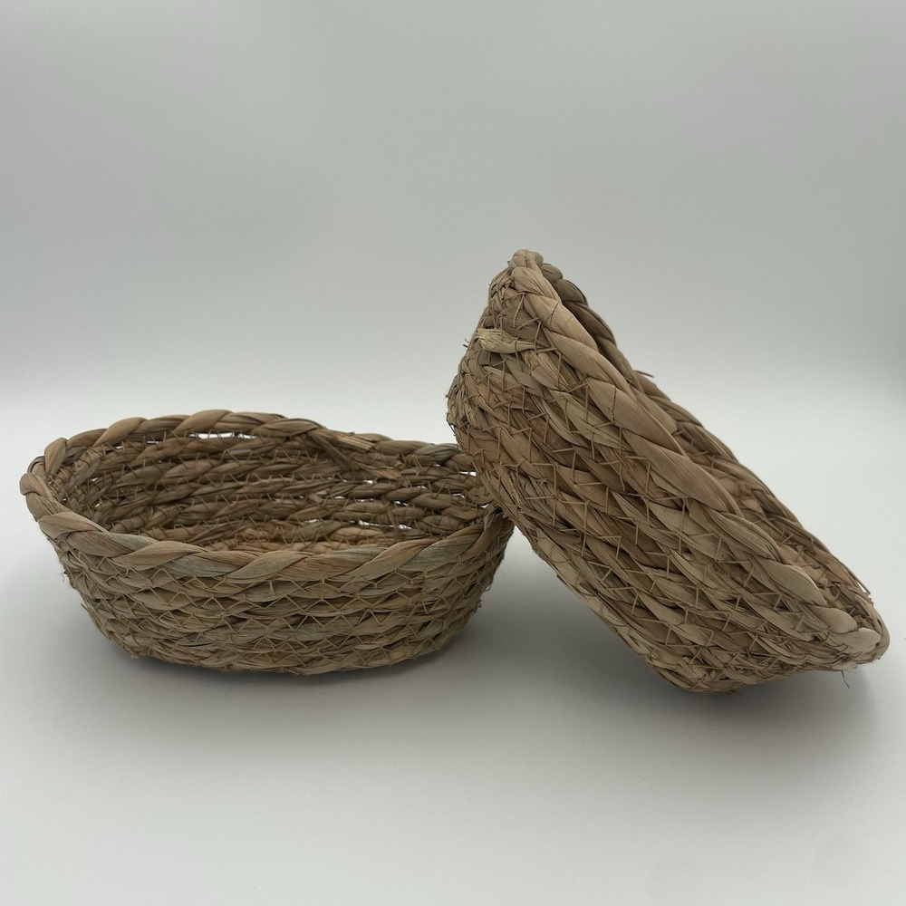 Small Catch All Trinket Baskets -Set Of‎ 2 Brown Woven Baskets- 6"x5" New